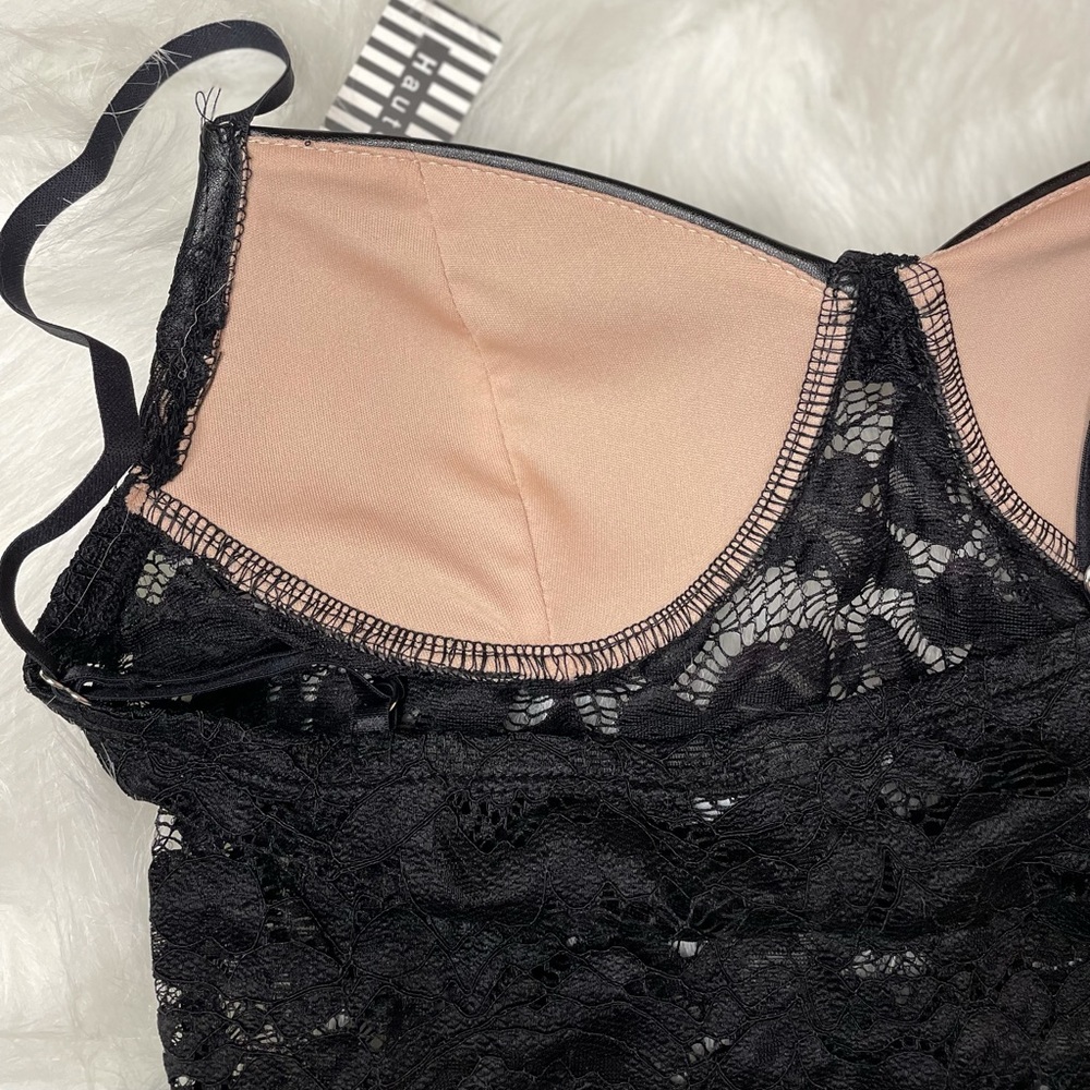 NEW TRENDY BLACK FLORAL LACE MESH BODYSUIT TOP - Picture 13 of 16